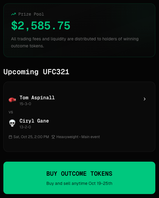 Packs - Trade UFC fight outcomes, winners take the trading fees. - Farcaster Mini Apps